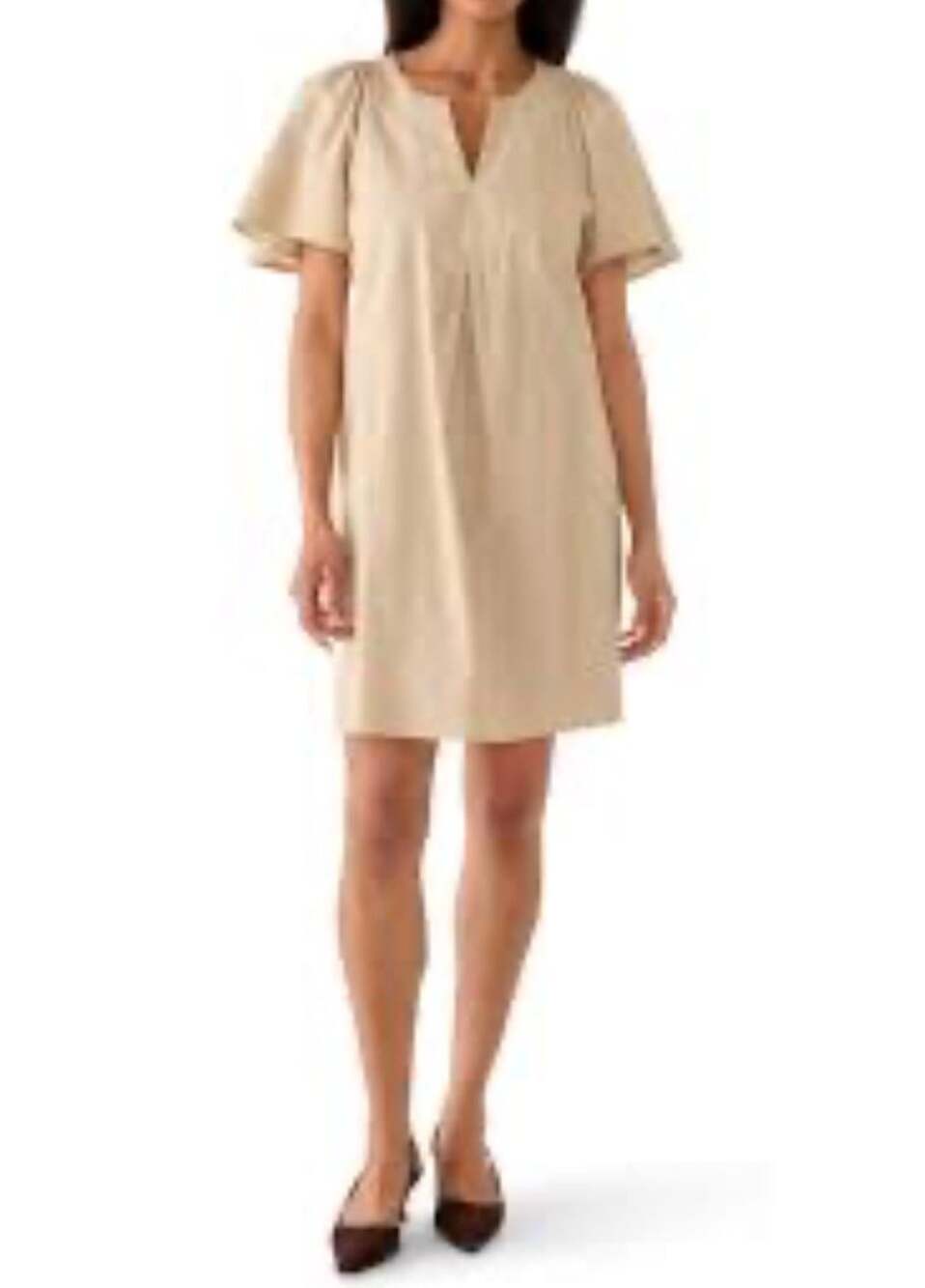 Signature by Robbie Bee Women's Beige Split Mini Shift Dress Size M